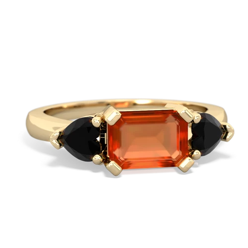 fire opal-onyx timeless ring