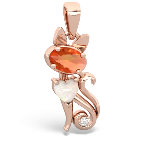 fire opal-opal kitten pendant