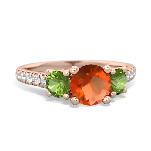 fire opal-peridot trellis pave ring