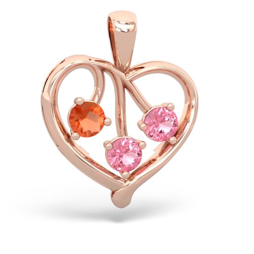 fire opal-pink sapphire love heart pendant