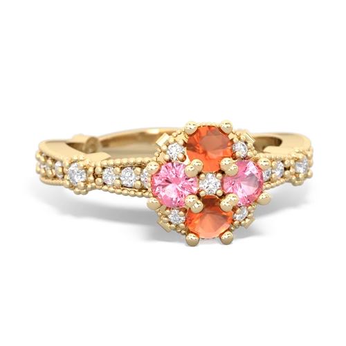 fire opal-pink sapphire art deco engagement ring