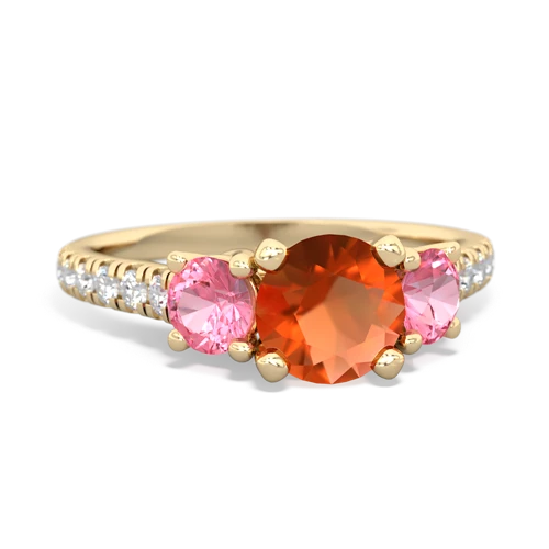 fire opal-pink sapphire trellis pave ring