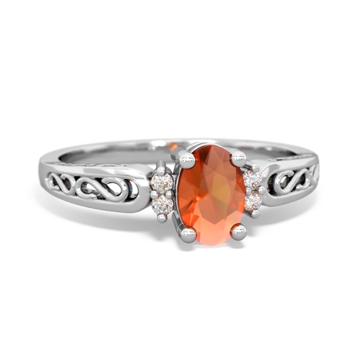 fire opal filligree ring