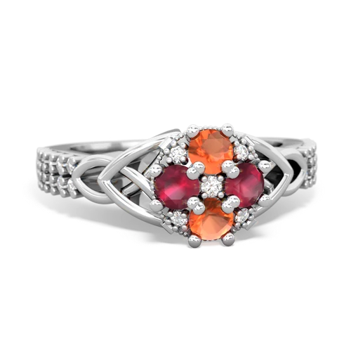 fire opal-ruby engagement ring