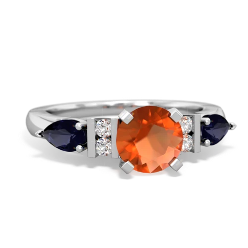 fire opal-sapphire engagement ring