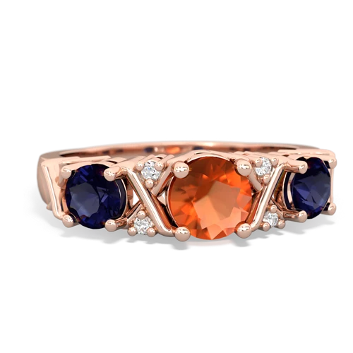 fire opal-sapphire timeless ring