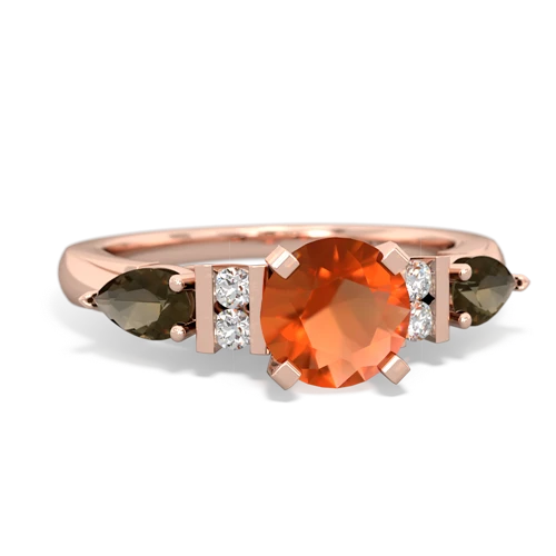 fire opal-smoky quartz engagement ring