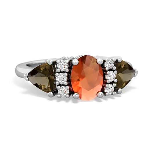 fire opal-smoky quartz timeless ring