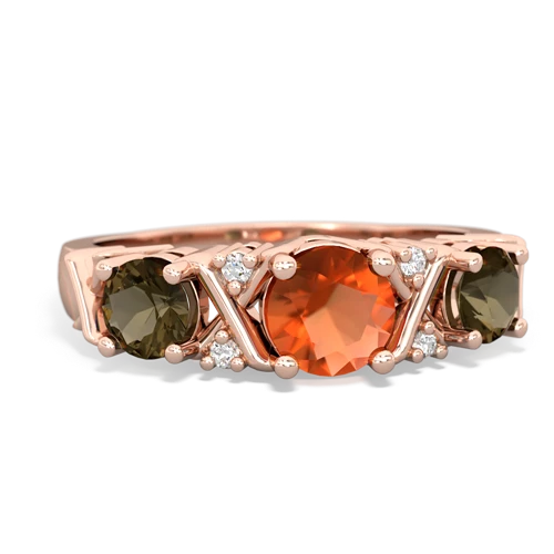 fire opal-smoky quartz timeless ring