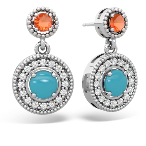 fire opal-turquoise halo earrings