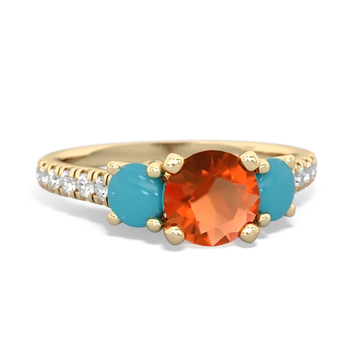 fire opal-turquoise trellis pave ring