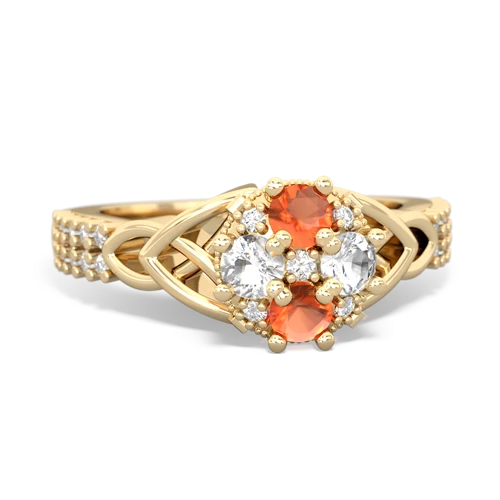 fire opal-white topaz engagement ring