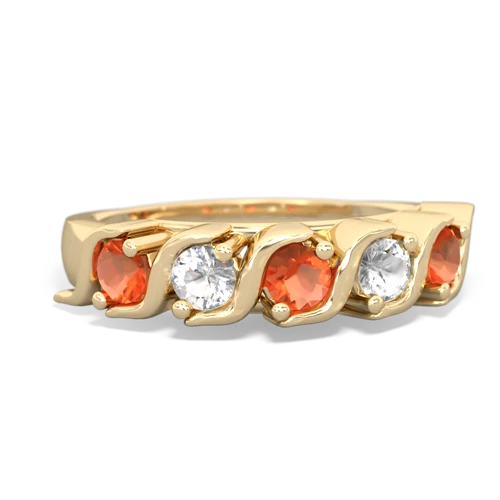 fire opal-white topaz timeless ring