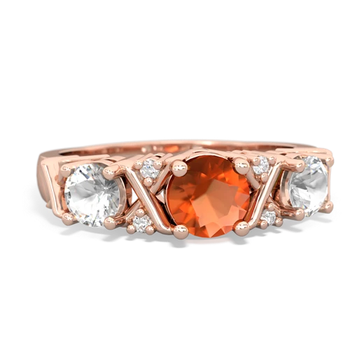 fire opal-white topaz timeless ring