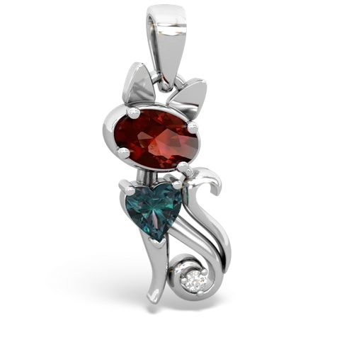 garnet-alexandrite kitten pendant