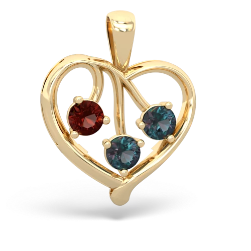 garnet-alexandrite love heart pendant