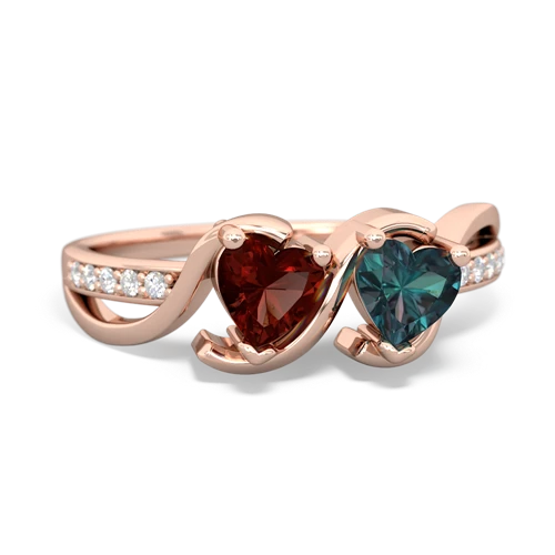 garnet-alexandrite double heart ring