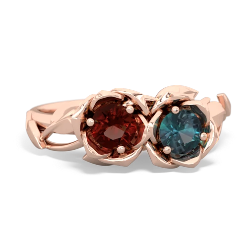 garnet-alexandrite roses ring