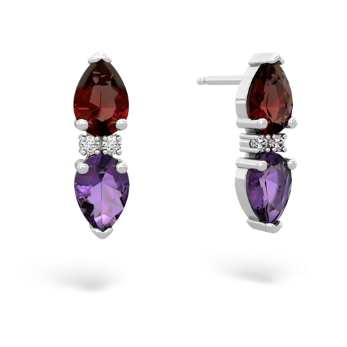 garnet-amethyst bowtie earrings