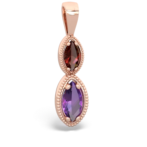 garnet-amethyst antique milgrain pendant