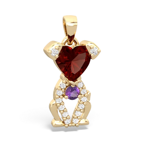 garnet-amethyst birthstone puppy pendant