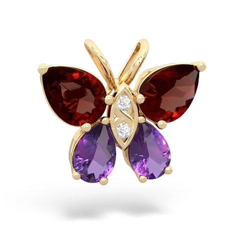 garnet-amethyst butterfly pendant