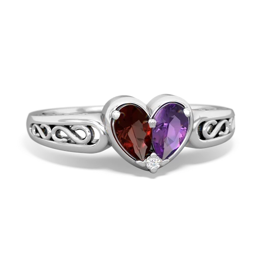 garnet-amethyst filligree ring