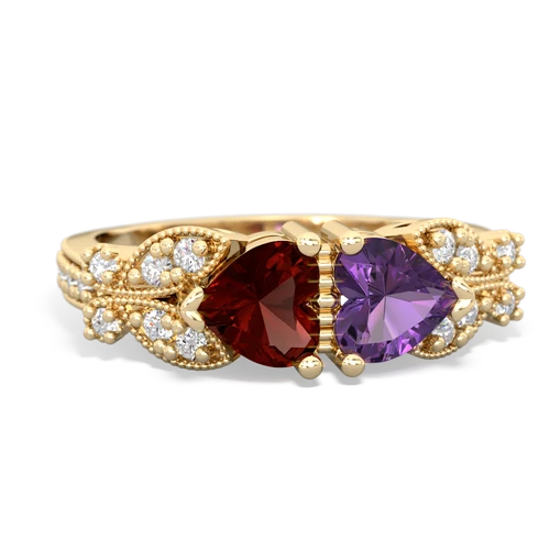 garnet-amethyst keepsake butterfly ring