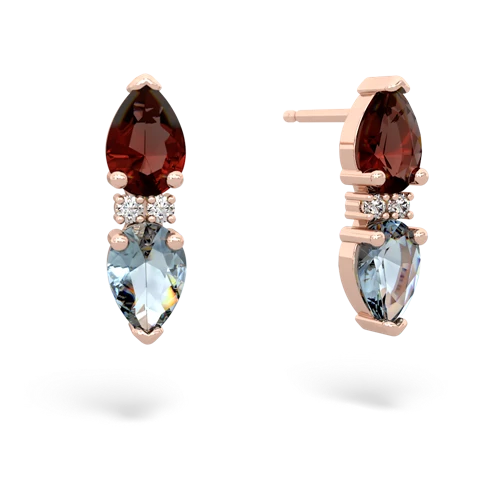 garnet-aquamarine bowtie earrings