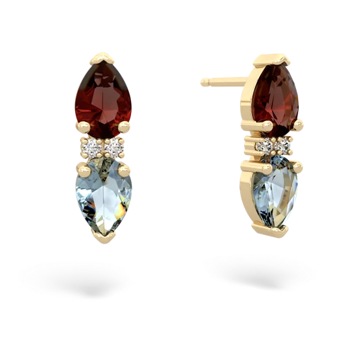 garnet-aquamarine bowtie earrings