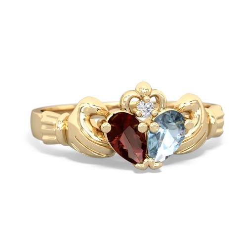 garnet-aquamarine claddagh ring