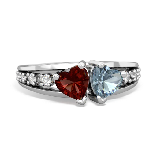 garnet-aquamarine modern ring