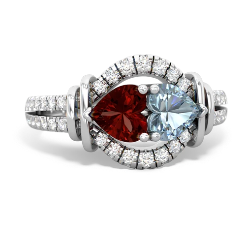 garnet-aquamarine pave keepsake ring