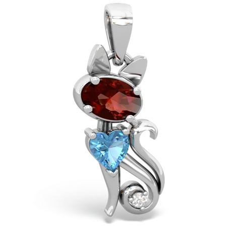 garnet-blue topaz kitten pendant