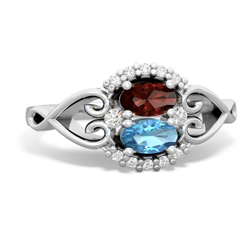 garnet-blue topaz antique keepsake ring