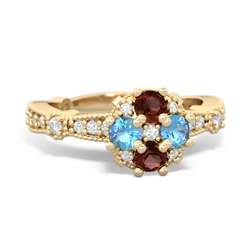 garnet-blue topaz art deco engagement ring