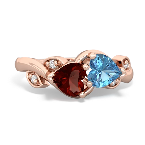 garnet-blue topaz floral keepsake ring