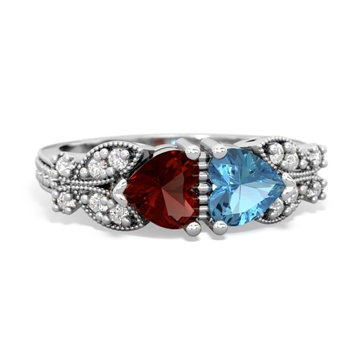 garnet-blue topaz keepsake butterfly ring