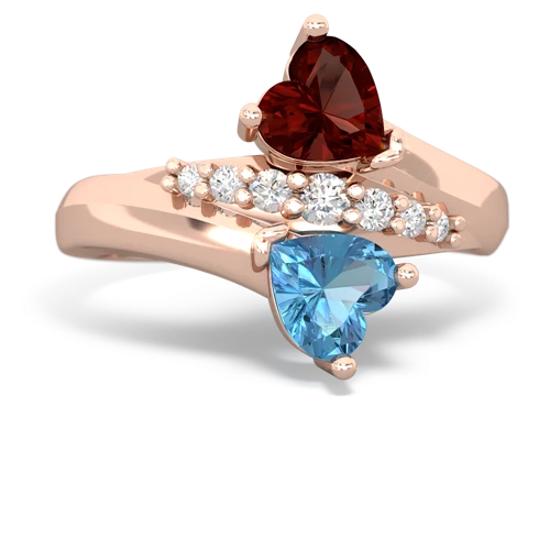 garnet-blue topaz modern ring