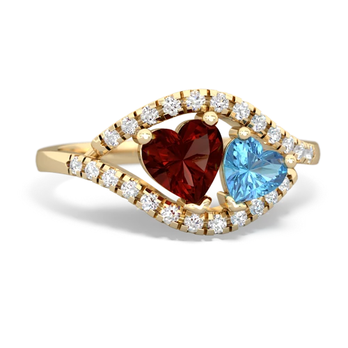 garnet-blue topaz mother child ring