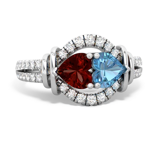 garnet-blue topaz pave keepsake ring