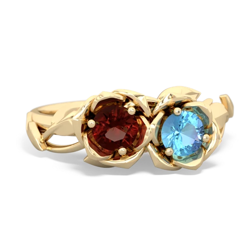 garnet-blue topaz roses ring