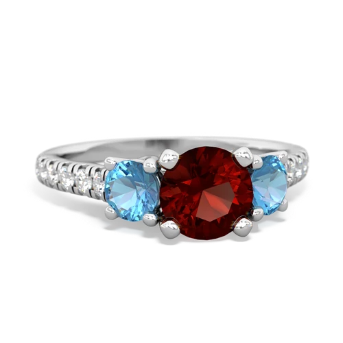 garnet-blue topaz trellis pave ring