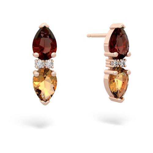 garnet-citrine bowtie earrings