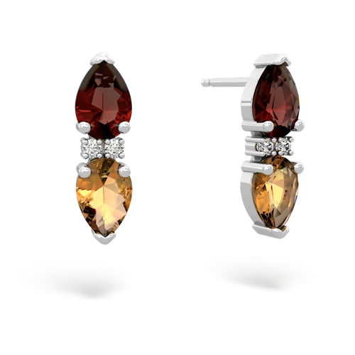 garnet-citrine bowtie earrings