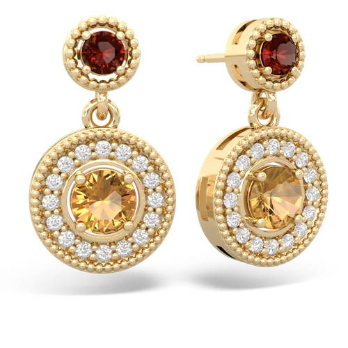 garnet-citrine halo earrings