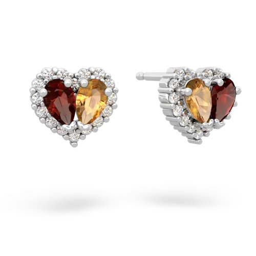 garnet-citrine halo-heart earrings