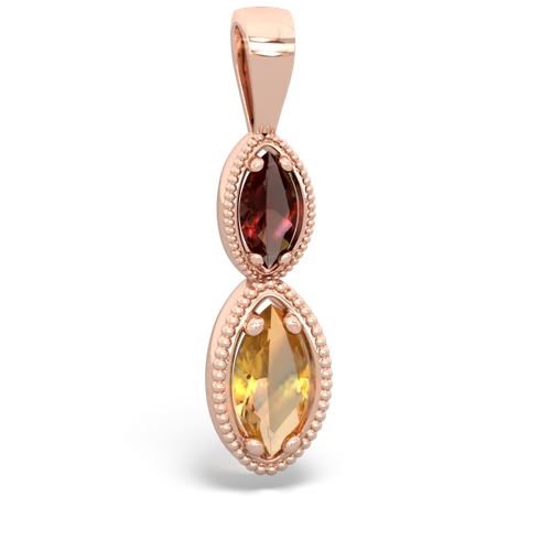 garnet-citrine antique milgrain pendant