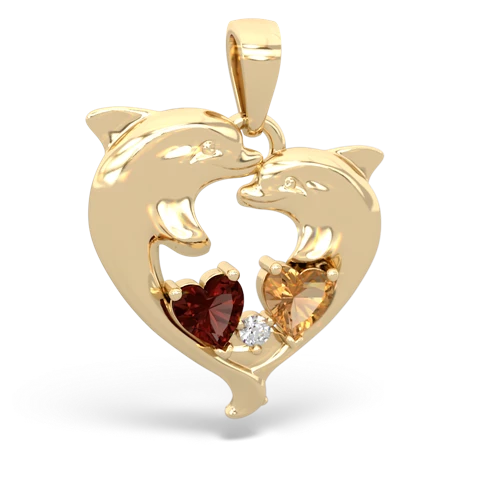 garnet-citrine dolphins pendant