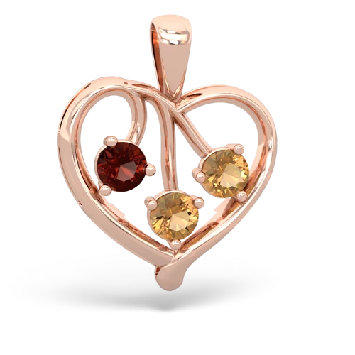 garnet-citrine love heart pendant